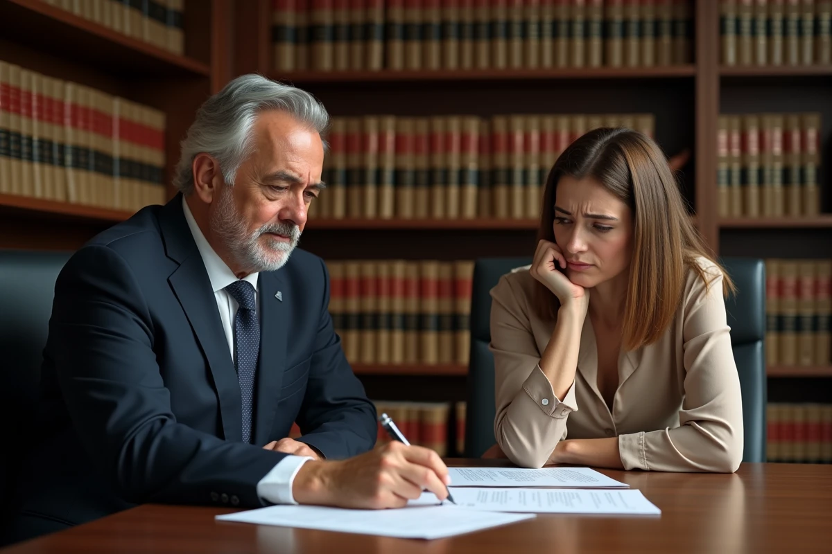 Consultation juridique entre un avocat et une femme pour comprendre les droits d'expulsion du partenaire selon la loi française