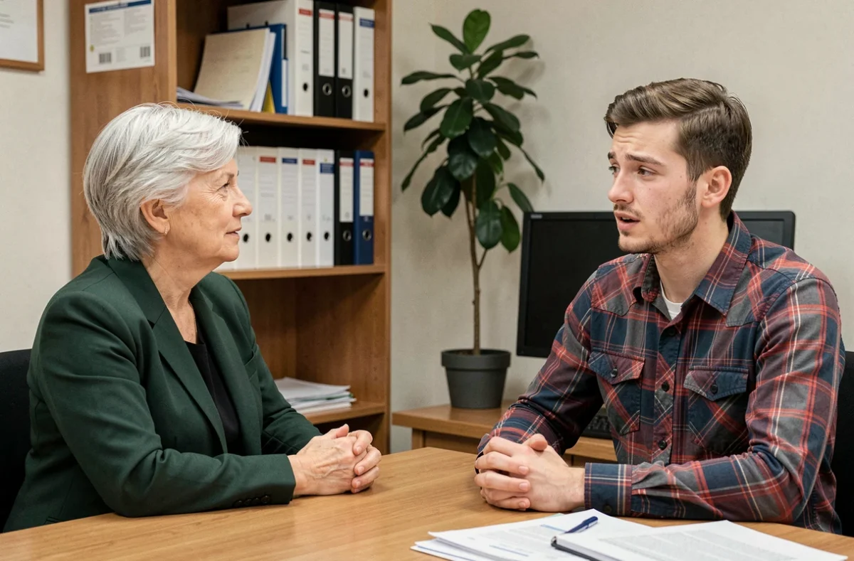 Réunion entre un employé et une responsable des ressources humaines pour signaler et gérer des comportements irrespectueux au travail dans un bureau RH